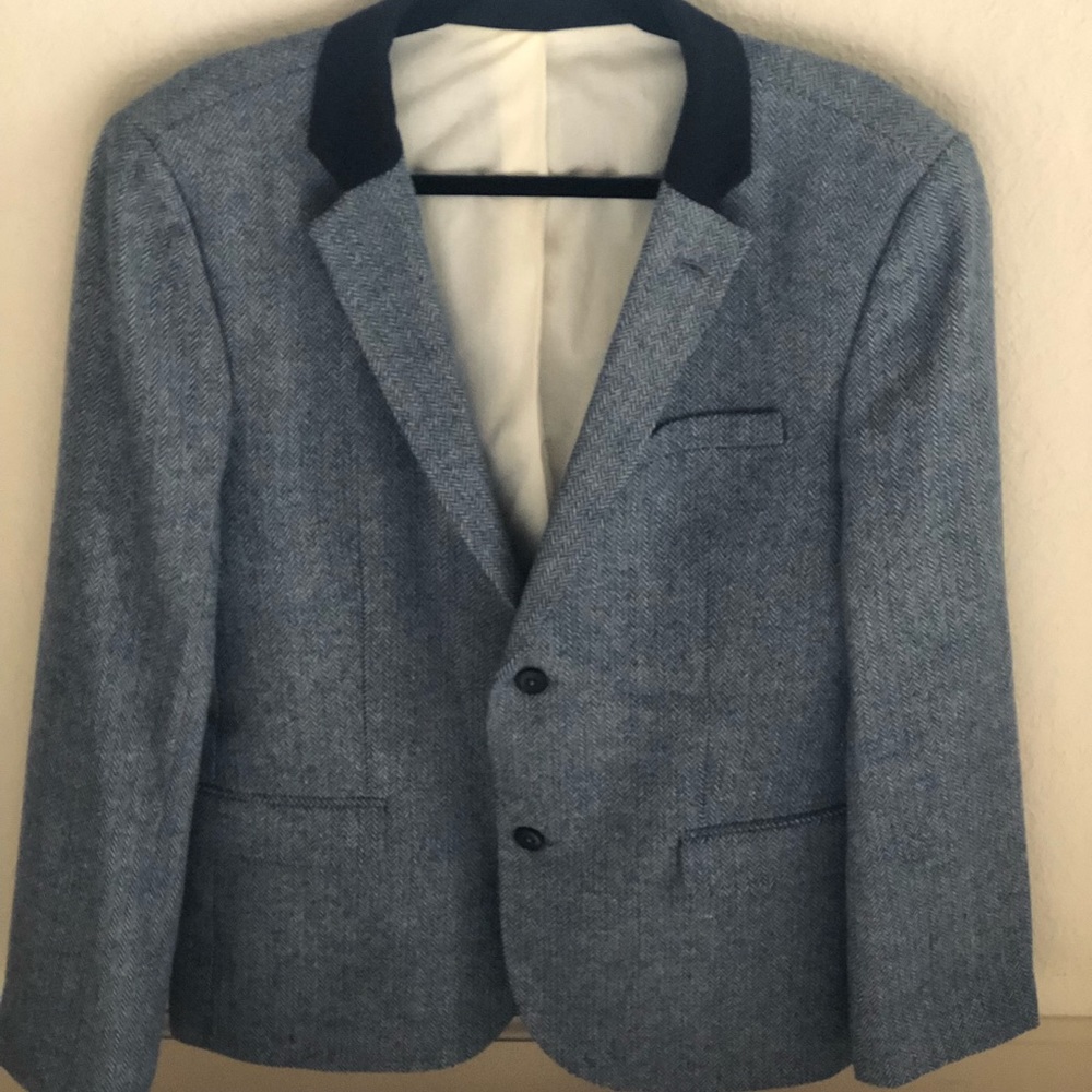 Topman Navy/White Herringbone Sports Jacket